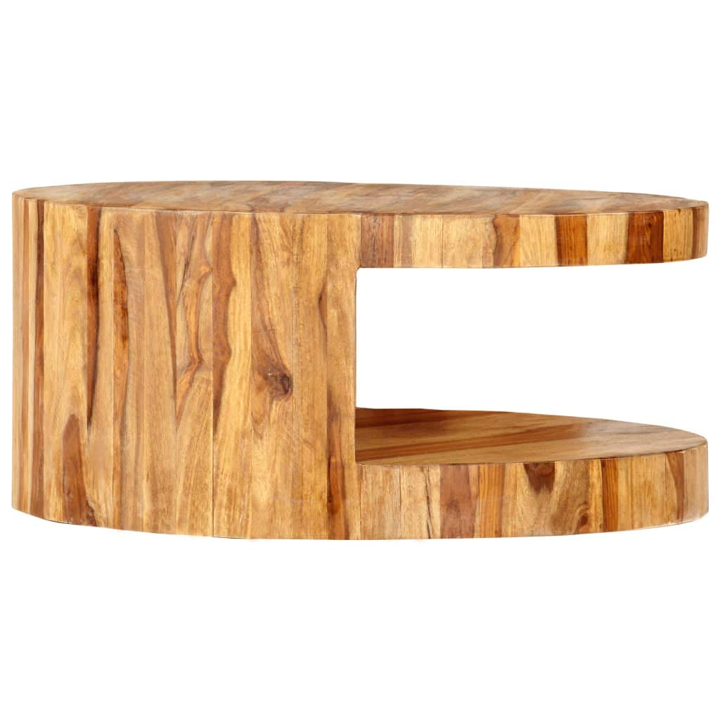 Round Coffee Table 25.6"x11.8" Solid Sheesham Wood C312