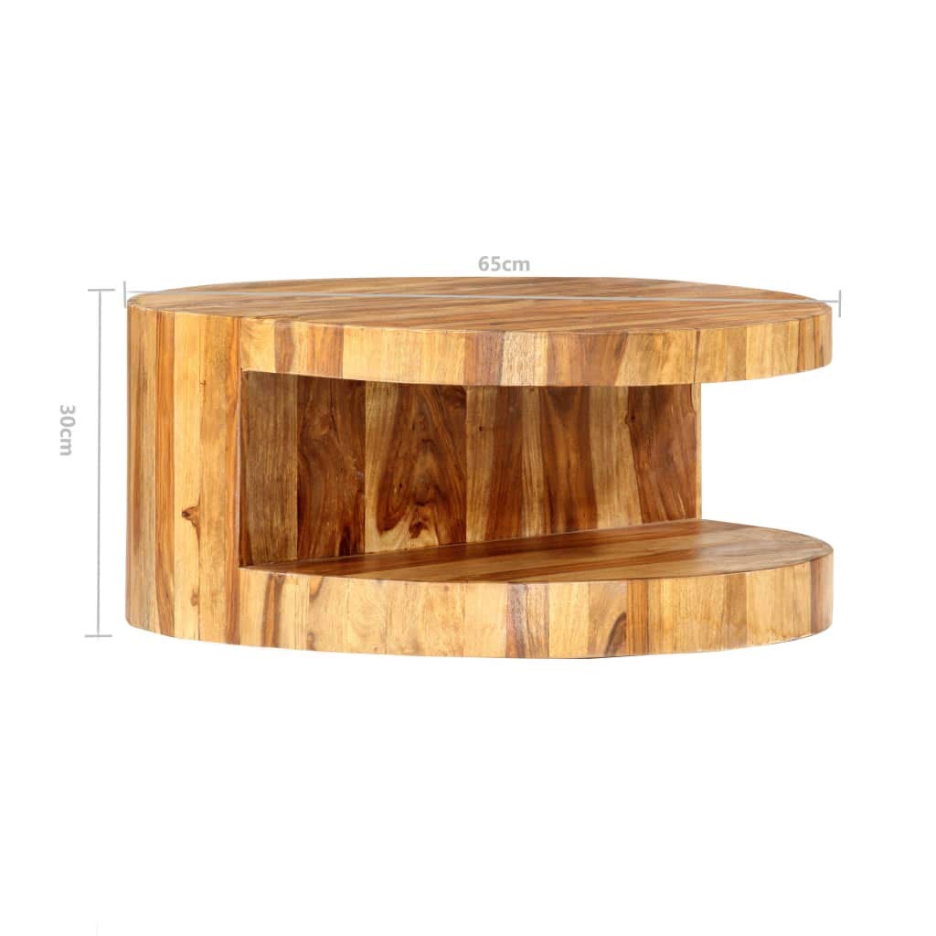 Round Coffee Table 25.6"x11.8" Solid Sheesham Wood C312