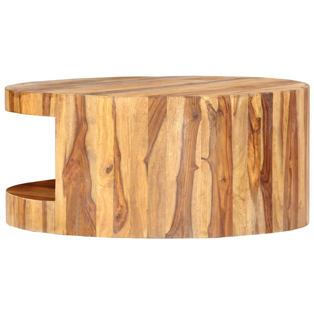Round Coffee Table 25.6"x11.8" Solid Sheesham Wood C312