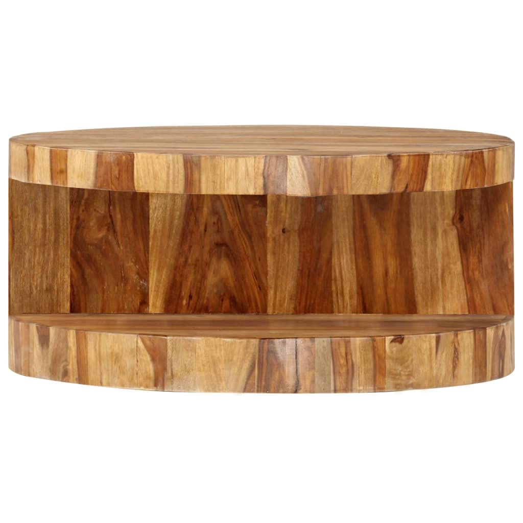 Round Coffee Table 25.6"x11.8" Solid Sheesham Wood C312