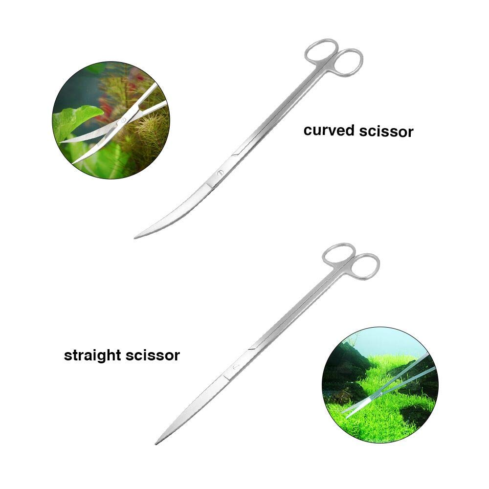5 in 1 Aquarium Scissors Tweezers Spatula Stainless Steel Aquascaping Tools I4072