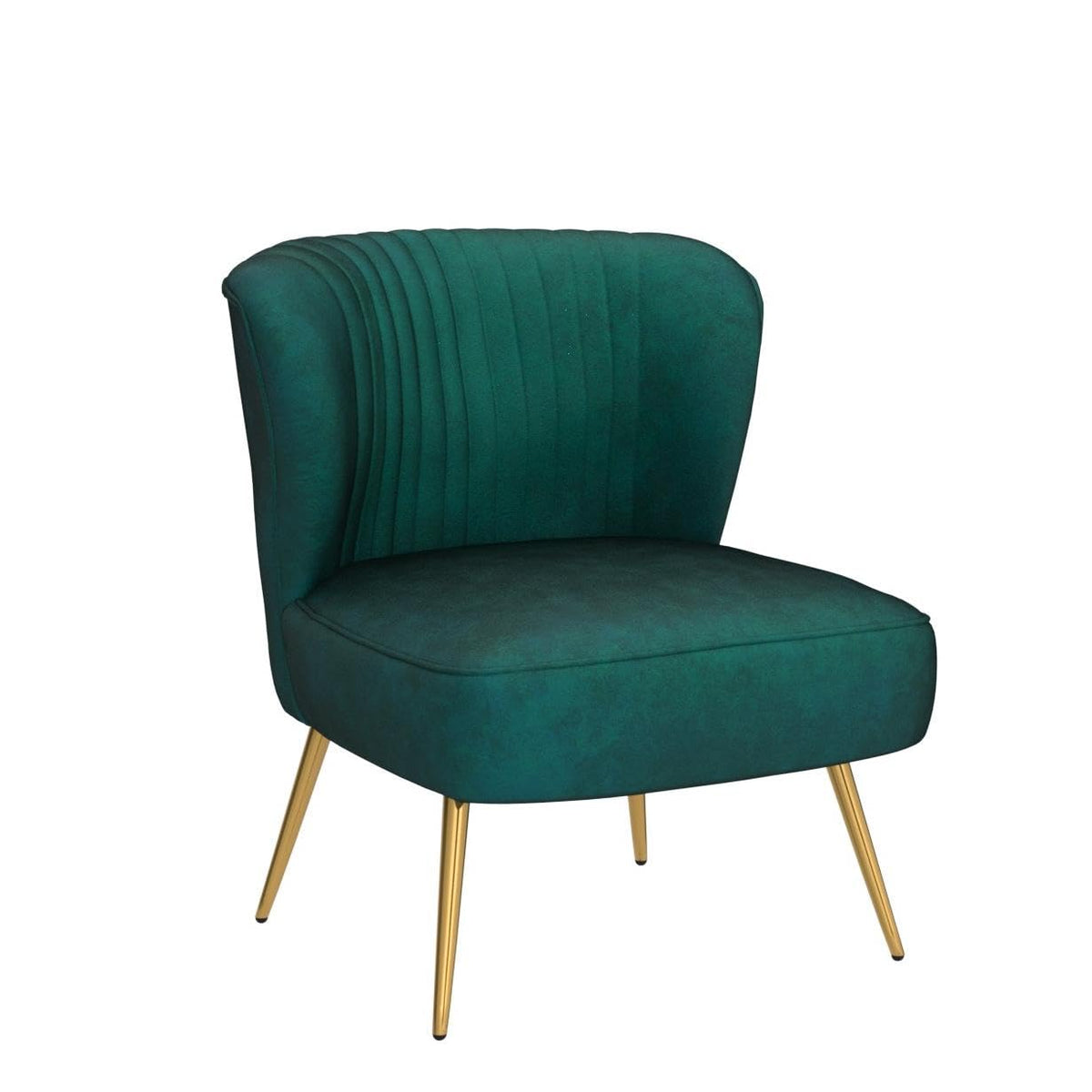 Velvet Accent Chair Set of 2 Emerald Green Wingback Armless Slipper Chair H6854
