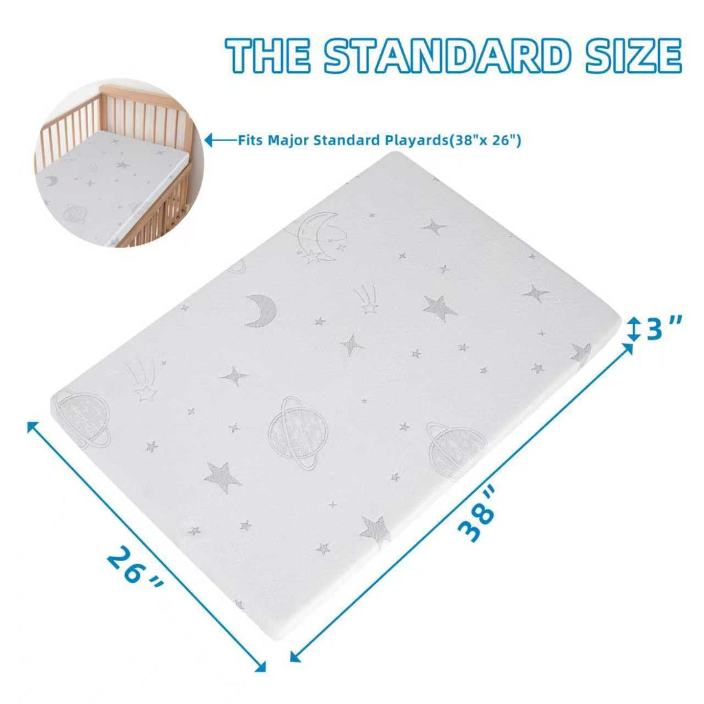 Pack and Play Mattress Pad 38"x26"x3" Dual-Sided I6956