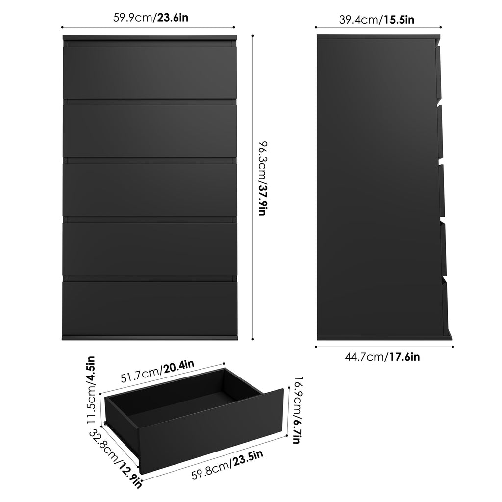 Black 5 Drawer Dresser F77909