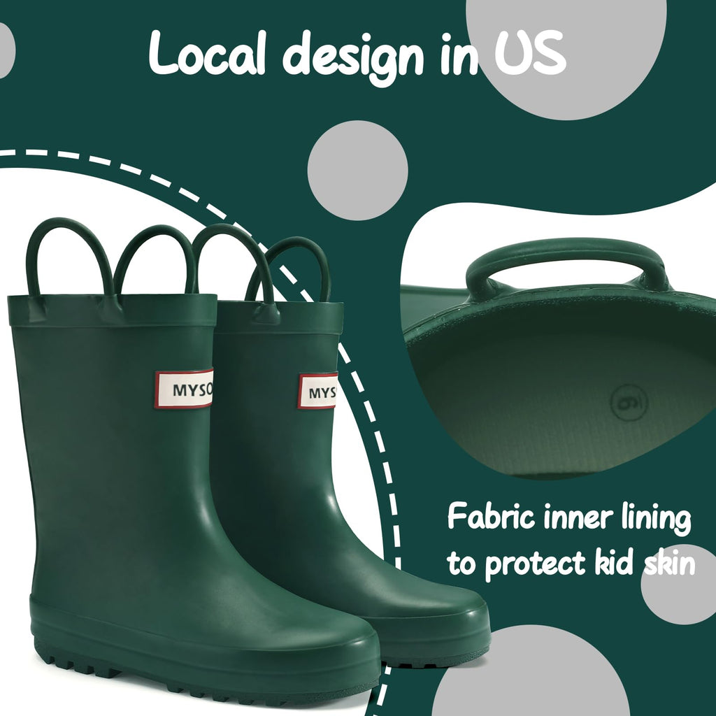 Toddler Rubber Waterproof Rain Boots with Handle W398