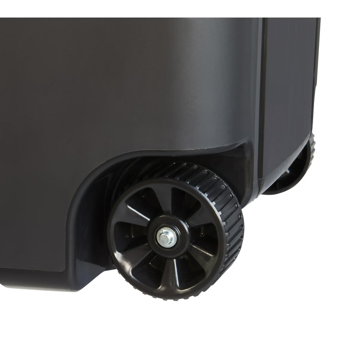 45 Gallon Black Outdoor Trash Can with Wheels and Attached Lid C8254