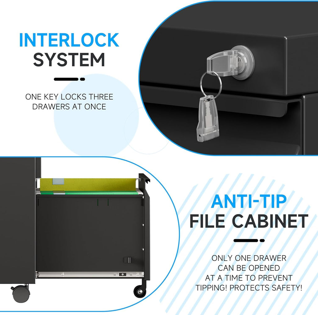 2 Drawer Mobile File Cabinet with Lock V5713