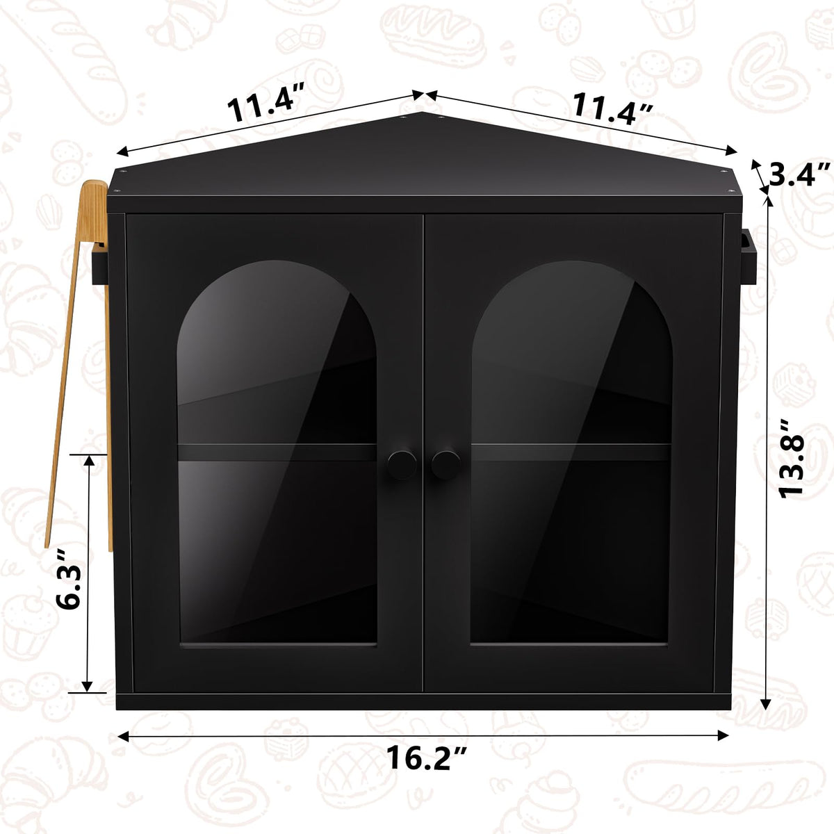 2 Tier Corner Bread Box with Acrylic Door S5711
