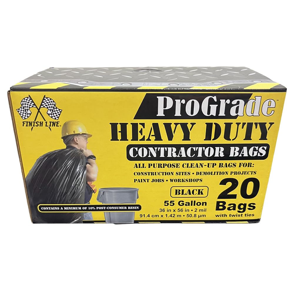 Black 55-Gal 20-Count Contractor Bags I6346