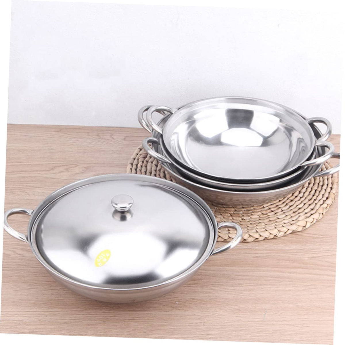 Stainless Steel Double Handle Cooking Pot with Lid D140145