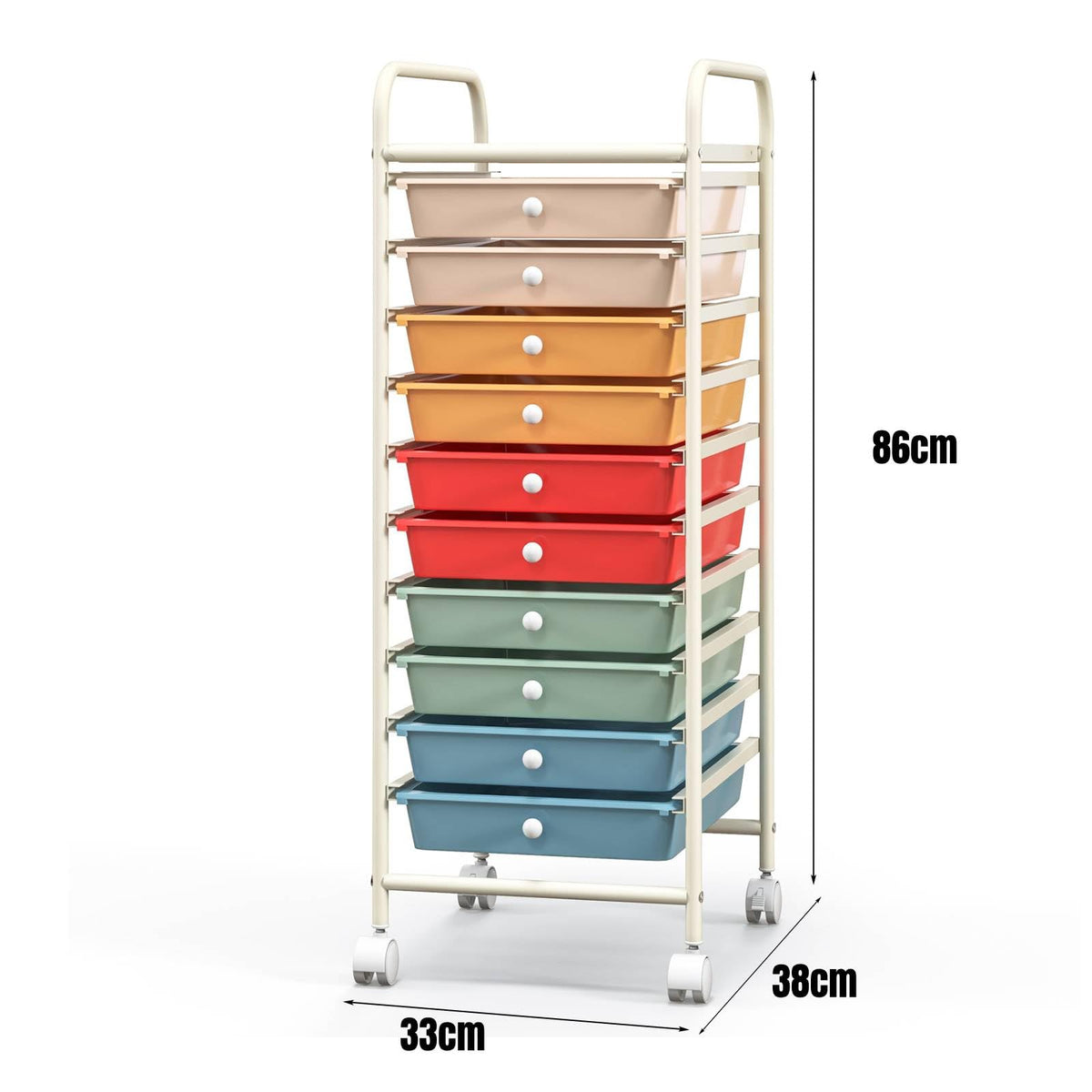 10 Drawers Rolling Storage Cart with Wheels D372