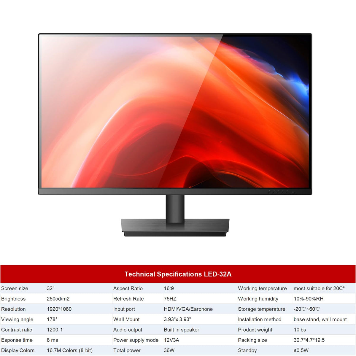 32 Inch FHD 1080P LED Security Monitor R32422