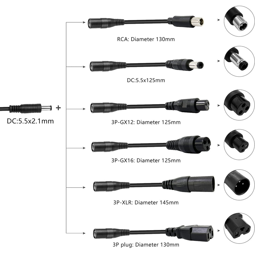 54.6V 2A Electric Scooter Charger with 6-in-1 Universal Plug V495