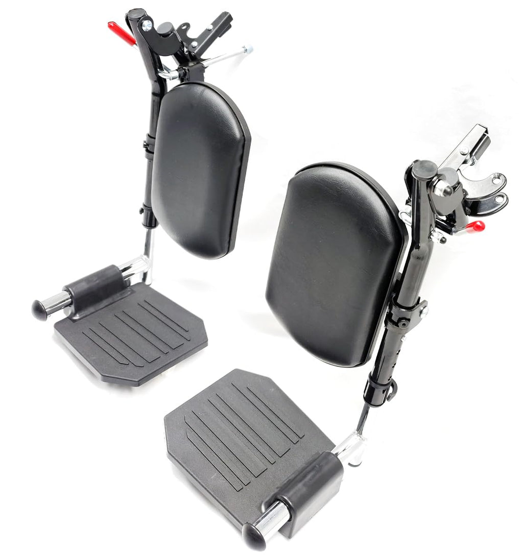 Black Wheelchair Elevating Leg Rest with Calf Pads and Composite Footplates I6212