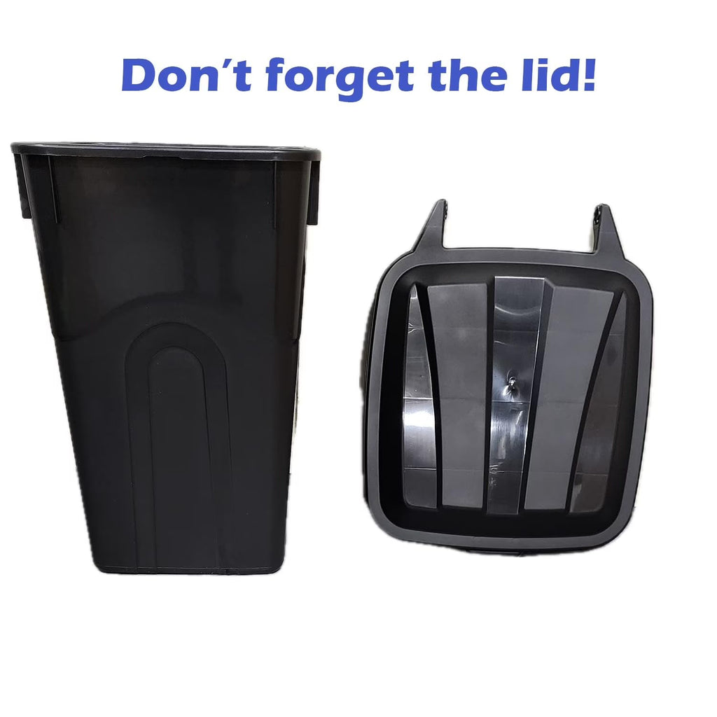 45 Gallon Black Outdoor Trash Can with Wheels and Attached Lid C8254