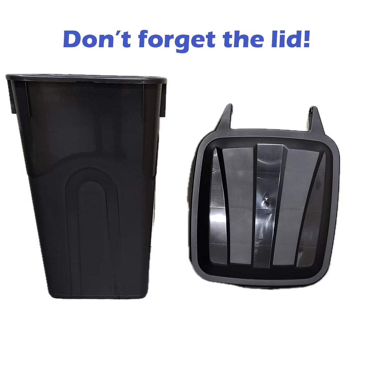 45 Gallon Black Outdoor Trash Can with Wheels and Attached Lid C8254