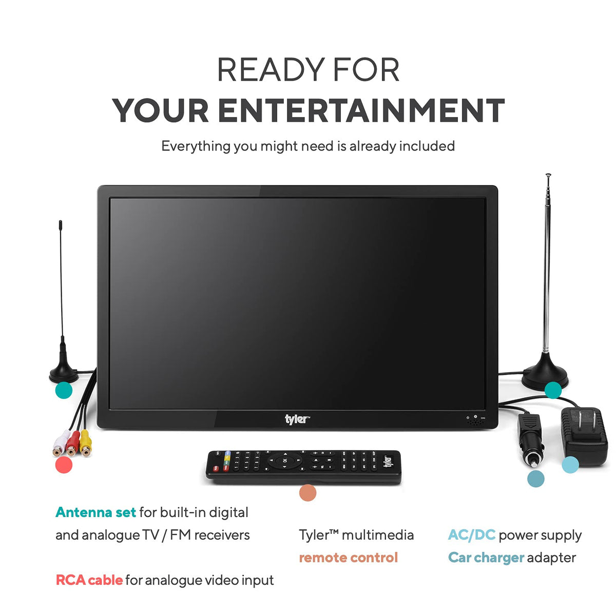 16" Portable LCD TV Battery Powered Wireless Capability HD-TV O95776