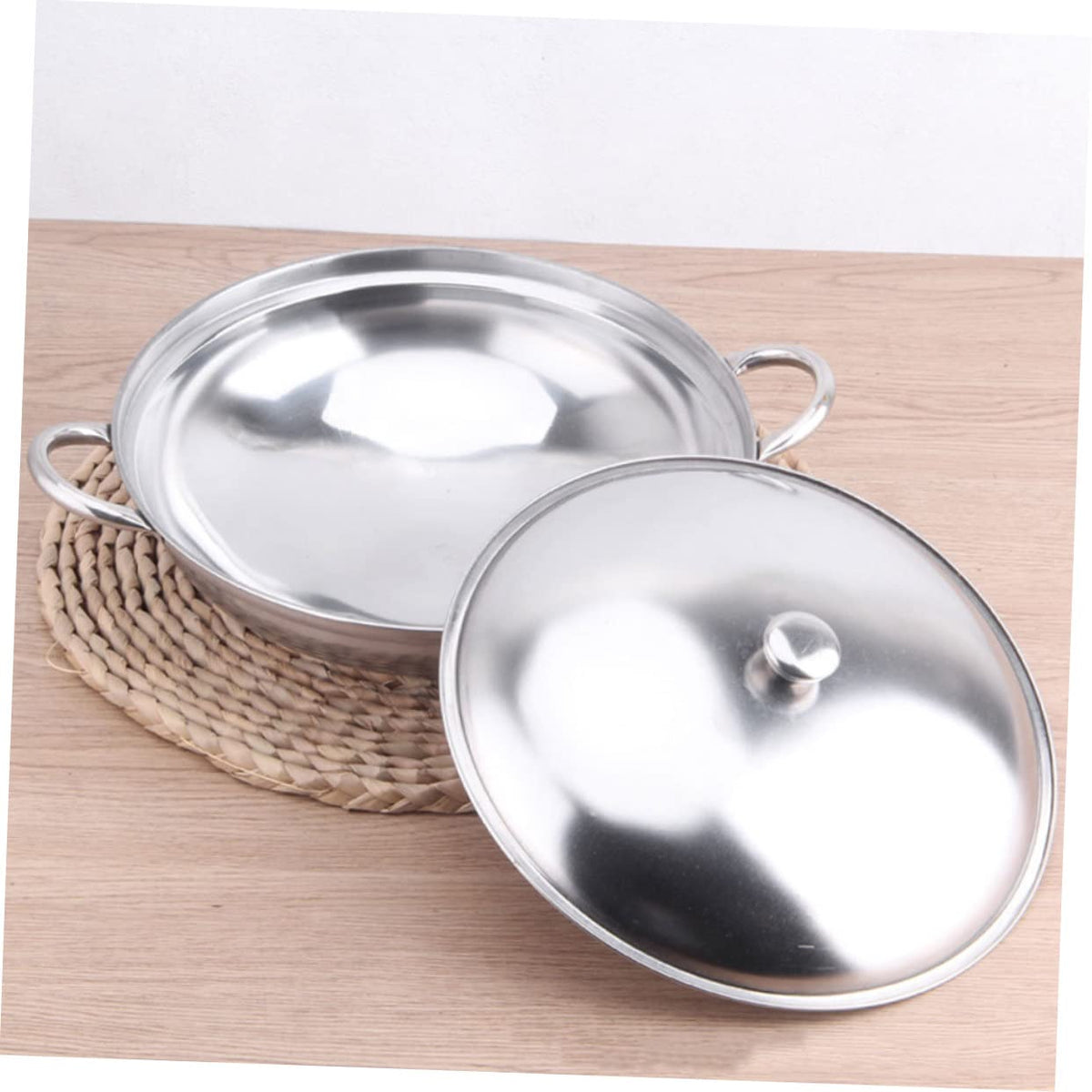 Stainless Steel Double Handle Cooking Pot with Lid D140145
