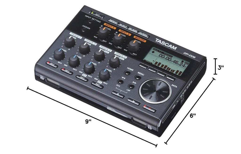 6-Track Digital Multi-Track Audio Recorder with Built-in Mics H14556