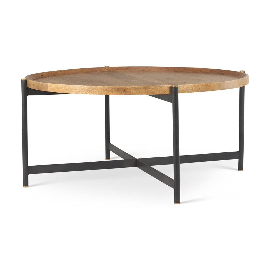 Medium Brown Solid Wood Round Coffee Table K4658