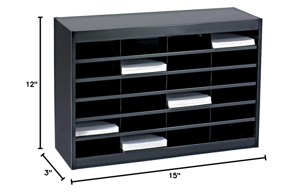 Black 24 Compartment Steel Mail Sorter I905
