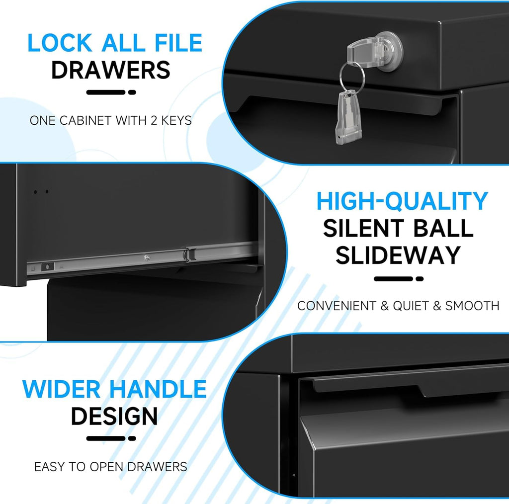 2 Drawer Mobile File Cabinet with Lock V5713