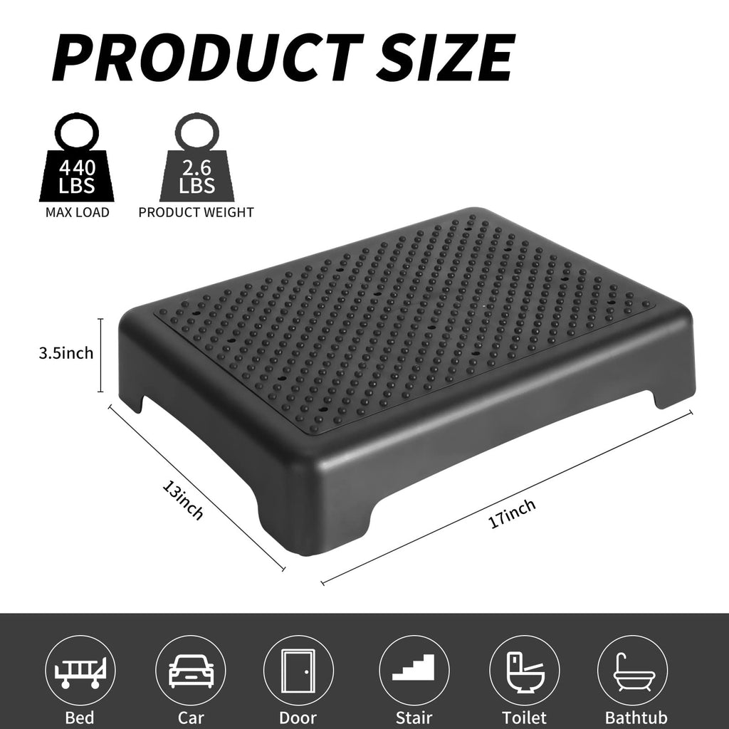 One Step Stool 3.5 Inch Non-Slip 440 Lbs Capacity W1394