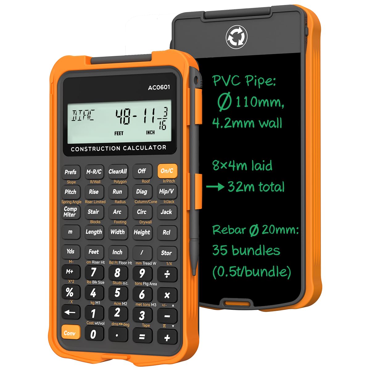 Construction Calculator with Writing Tablet N508