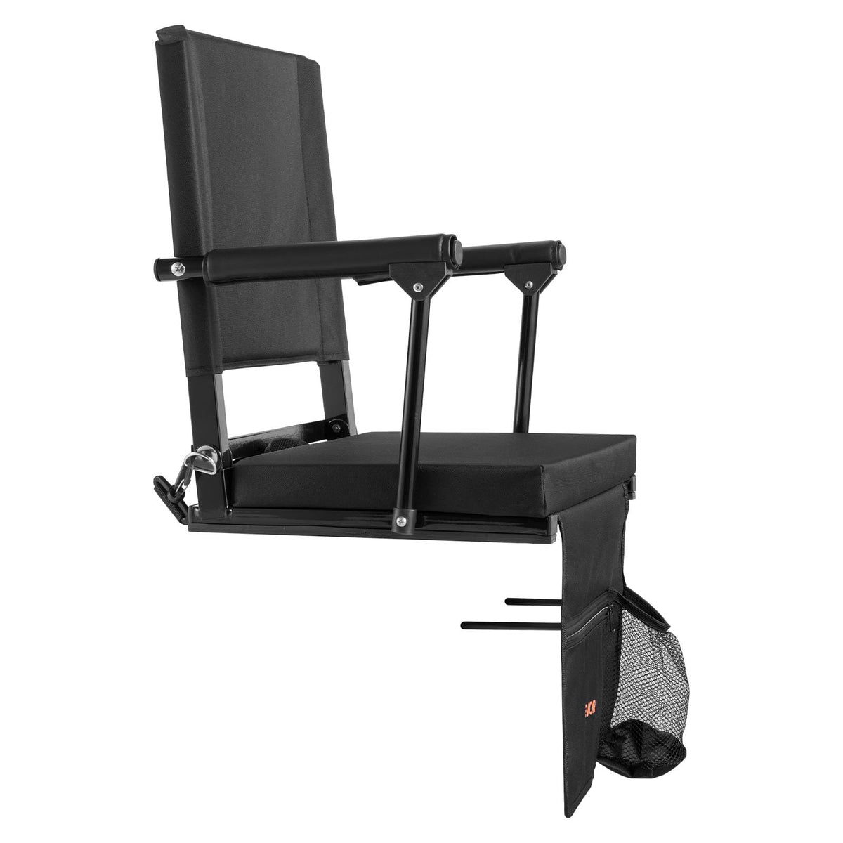 Portable Bleacher Seat with Armrest, Back Support and Cup Holder, Black U55080