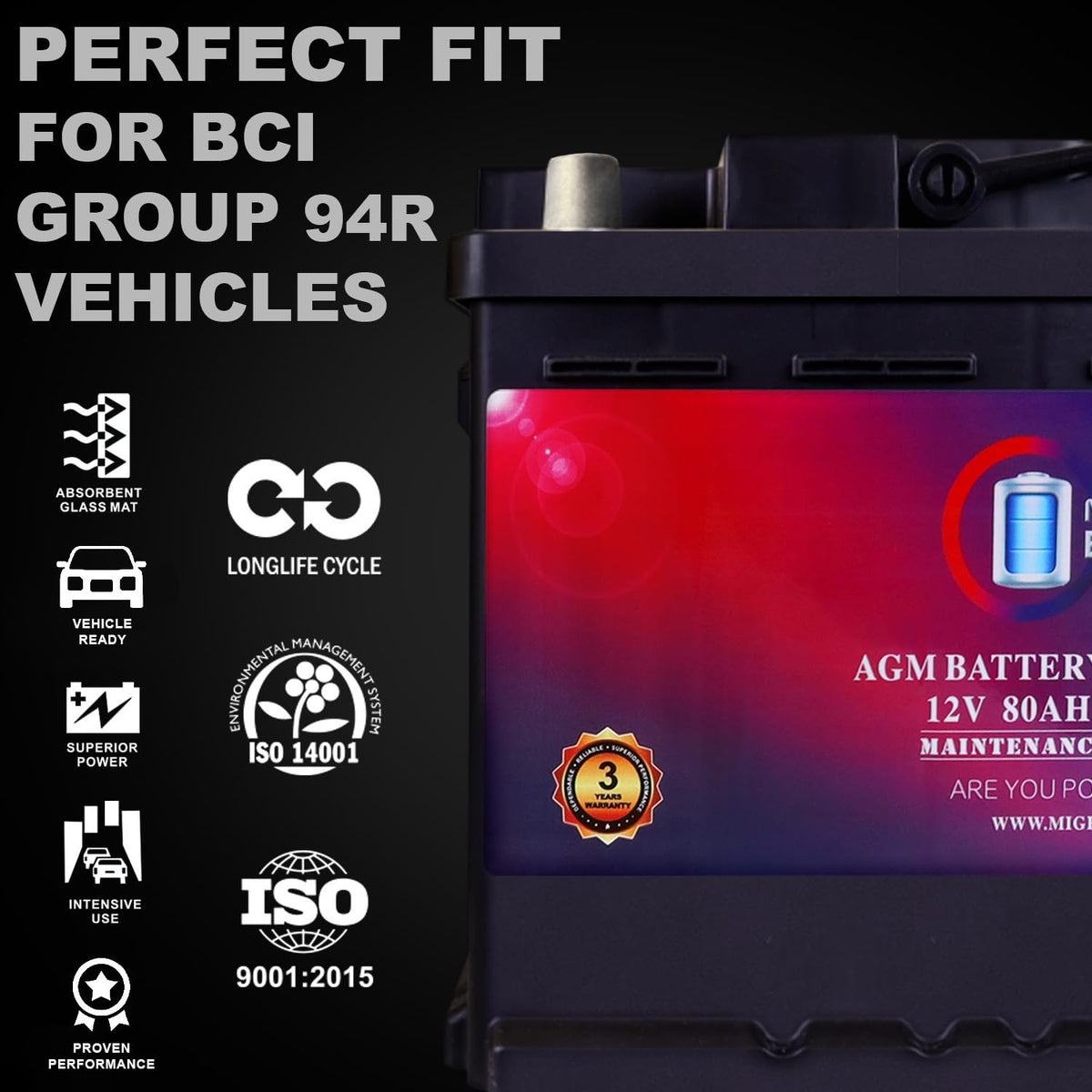 12V 80AH 850 CCA Replacement Battery F34135