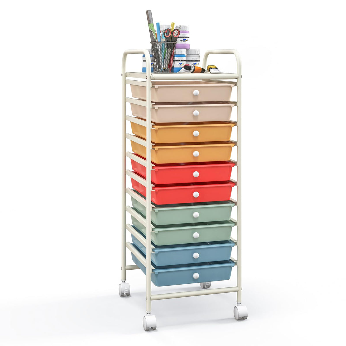 10 Drawers Rolling Storage Cart with Wheels D372