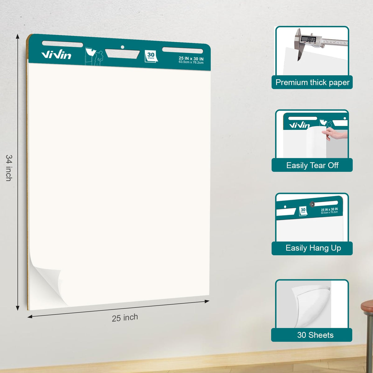 25 x 30 Inches Self Stick Easel Pad, 4 Pads S9027