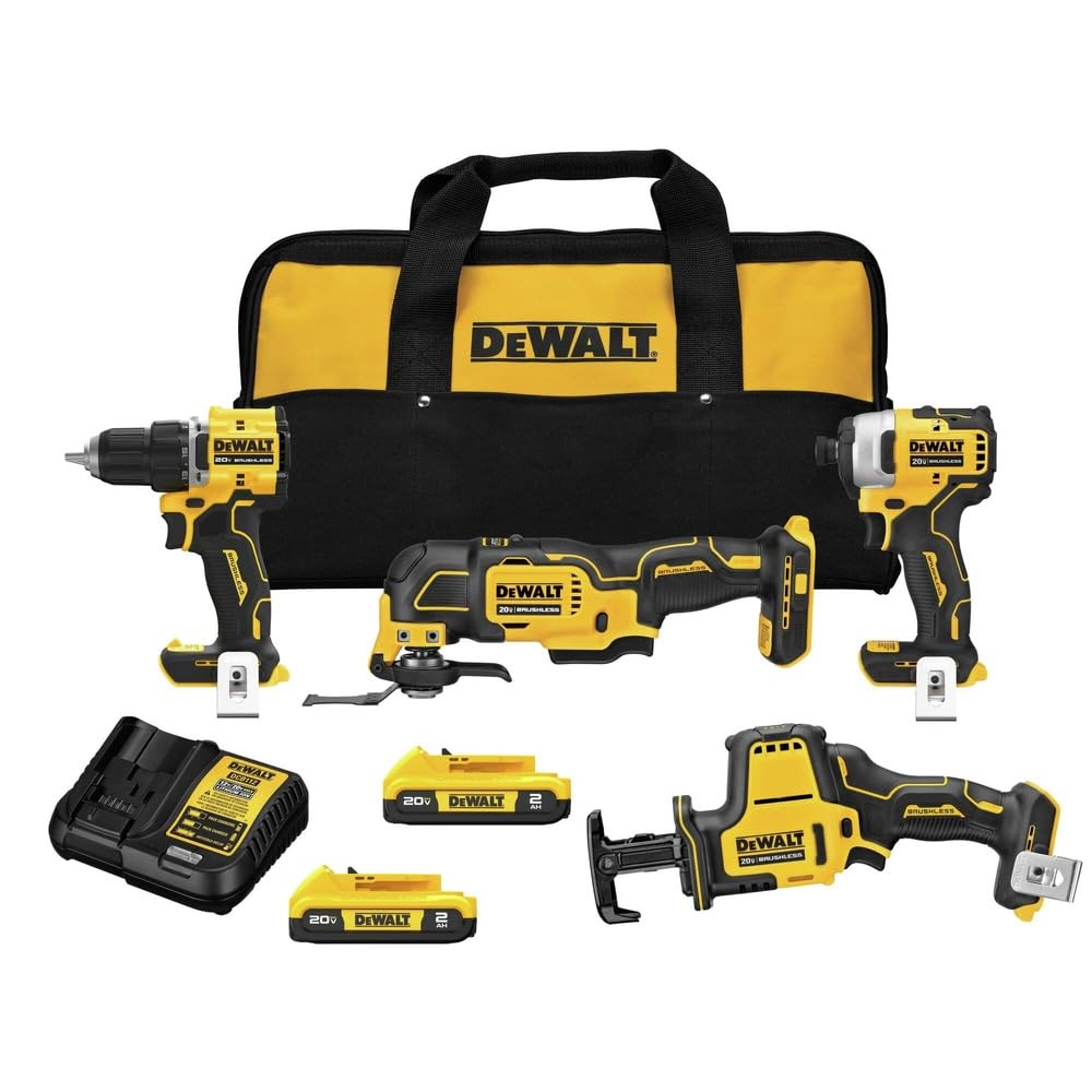 20-Volt Lithium-Ion Cordless Brushless Combo Kit 4-Tool with 2.0Ah Batteries L7577