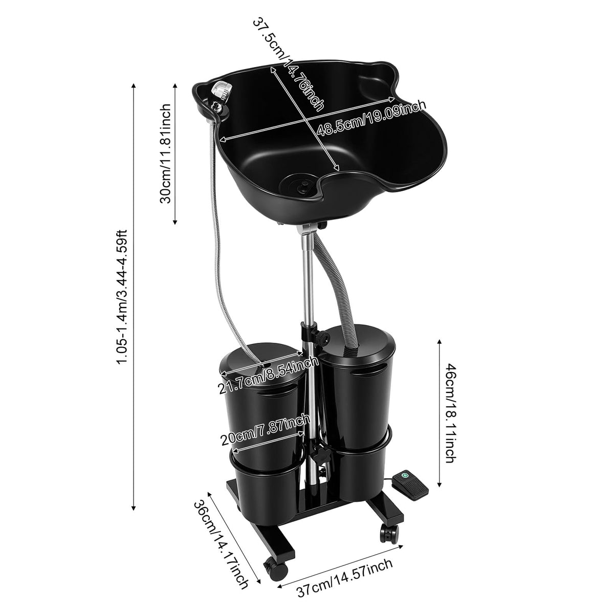 Portable Height Adjustable Shampoo Bowl with Electric Pump J4195