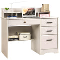 Warm White Wood Computer Desk with Drawers and Hutch A763