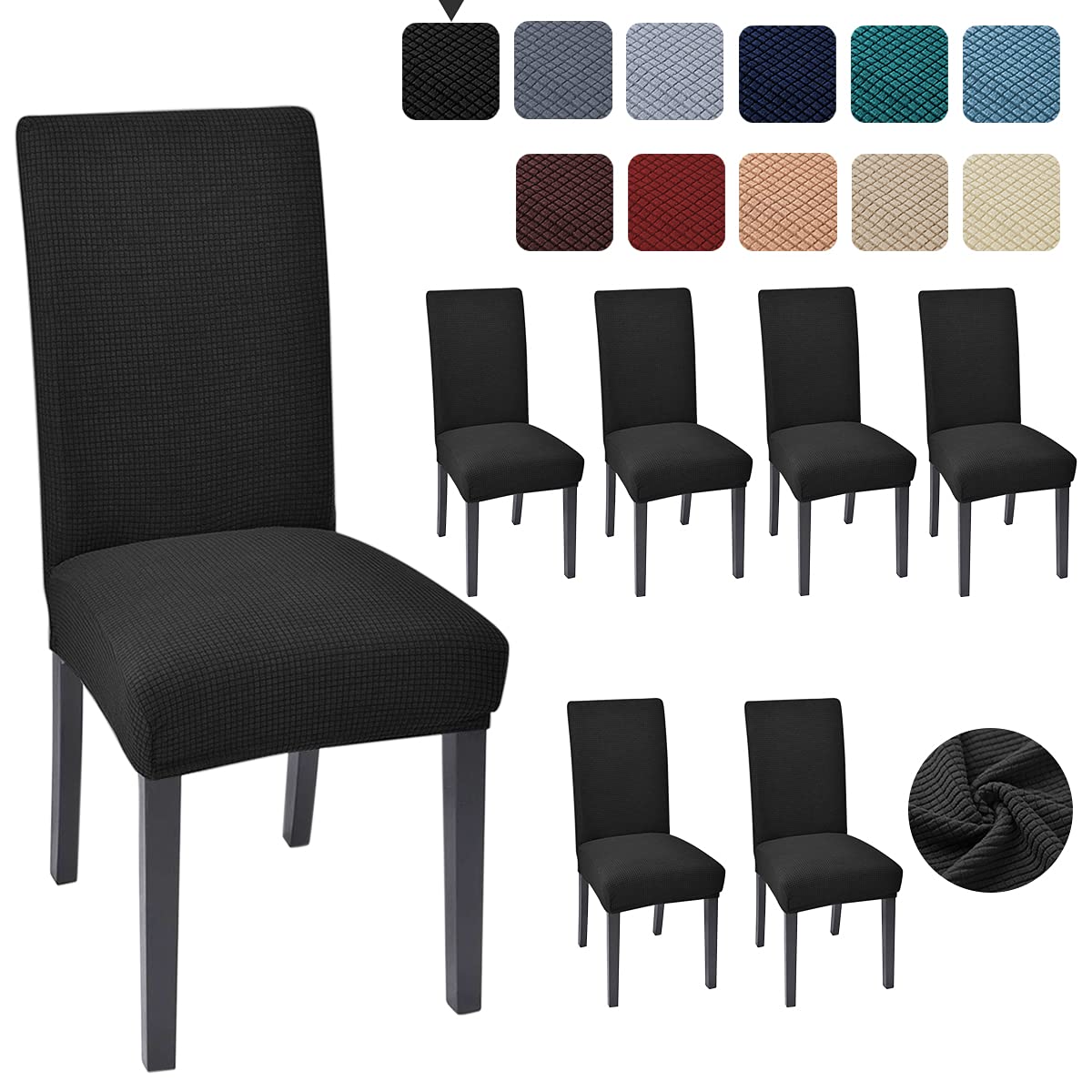 Black 6 Pack Dining Chair Covers L720
