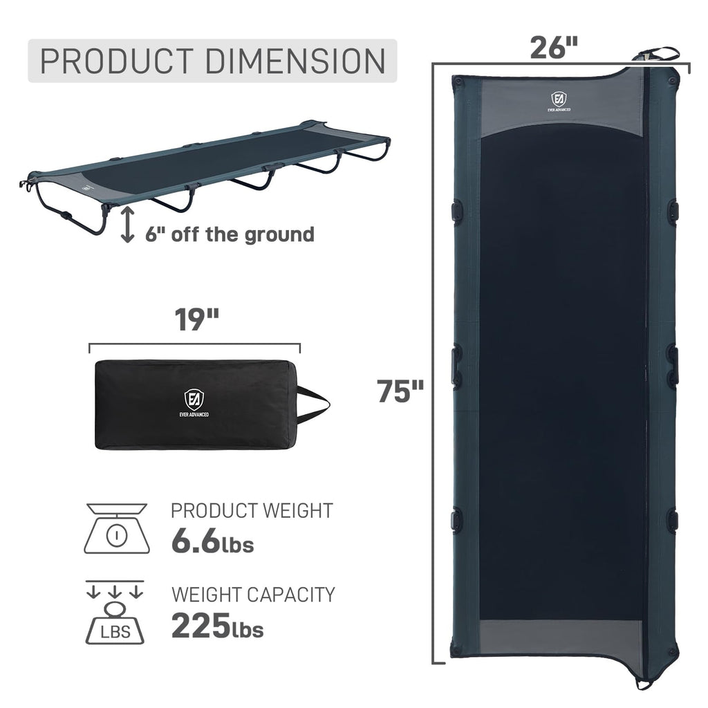 Ultralight Aluminum Camping Cot, Black G160552