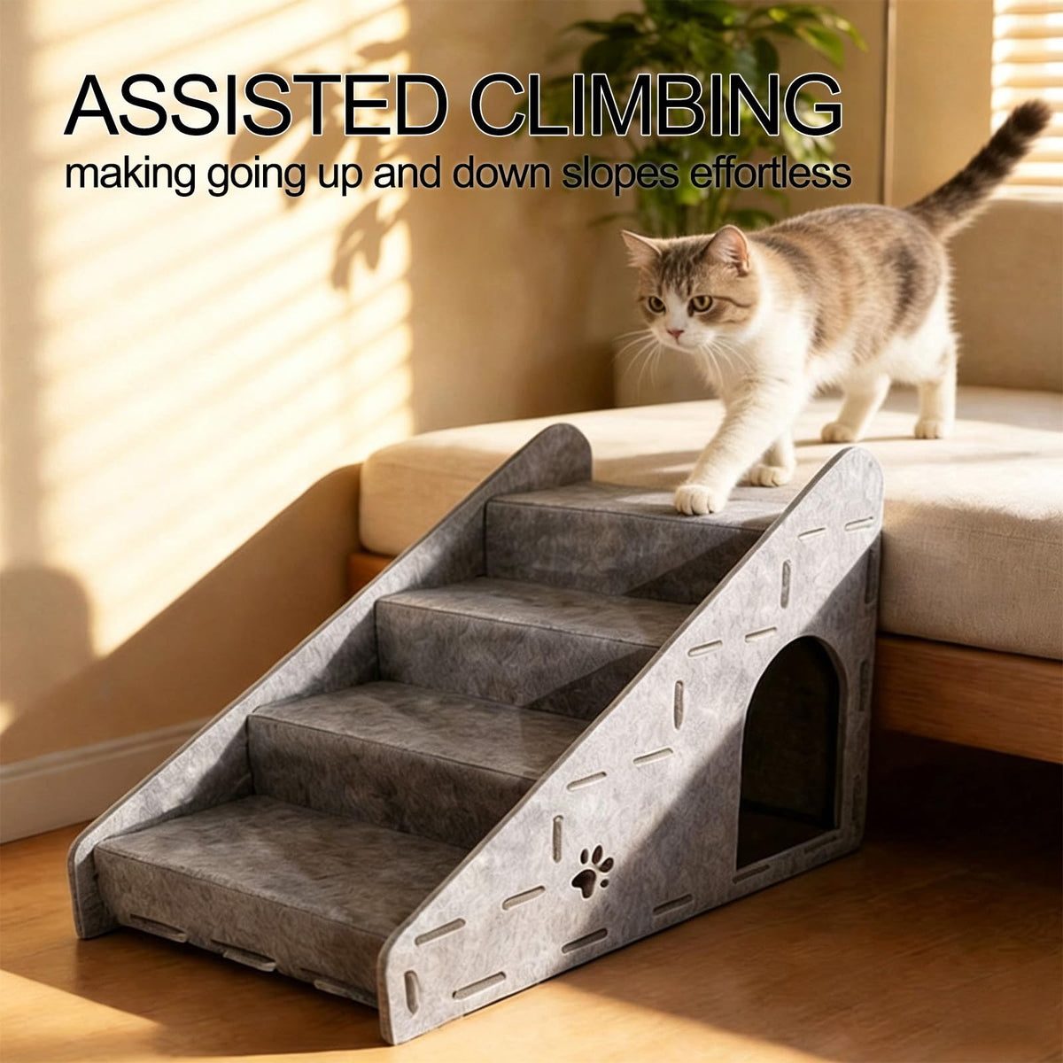 Felt 4-Step Foldable Pet Stairs W7880