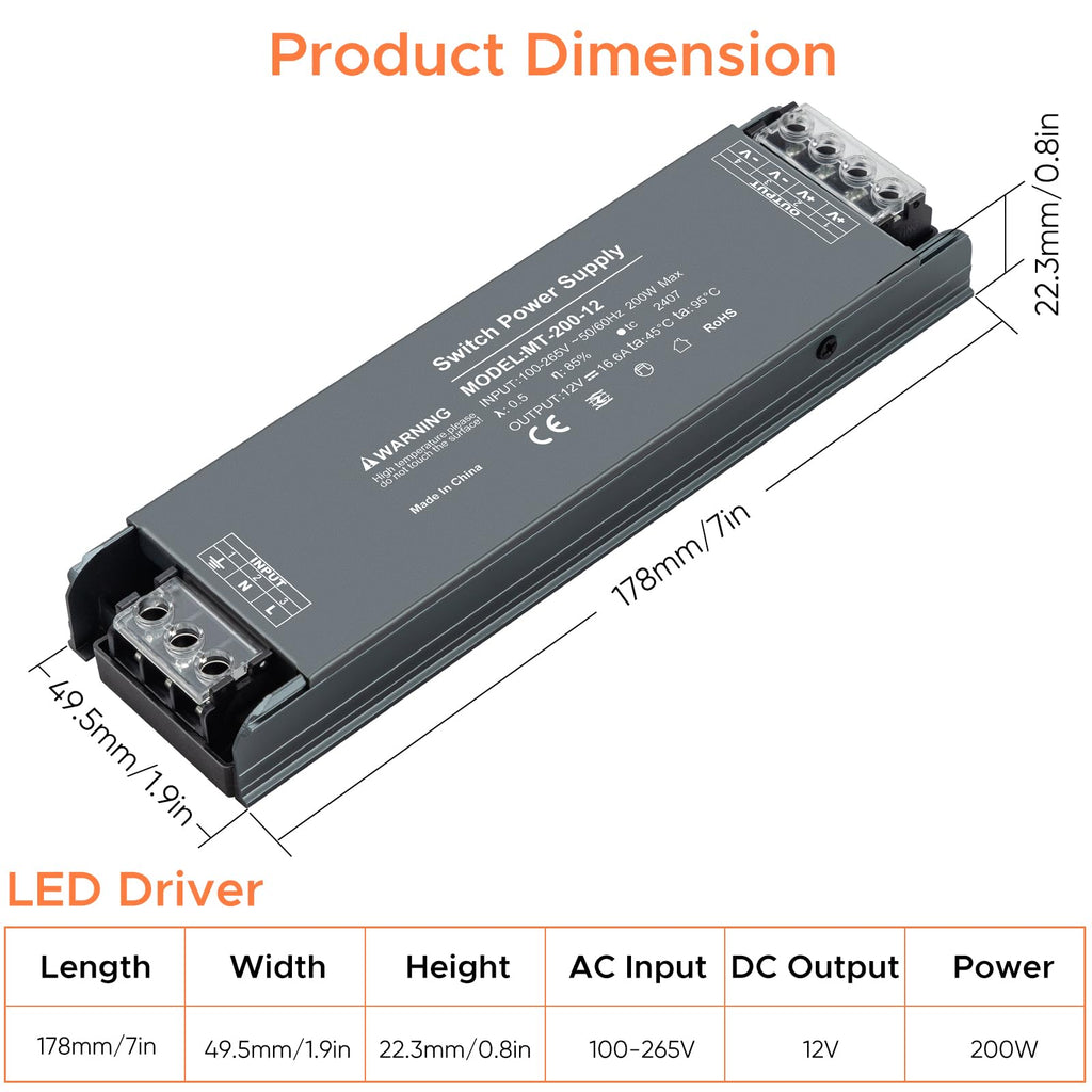 12V 200W LED Power Supply 16.6A X163210