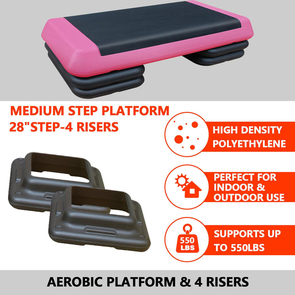 43" Adjustable Aerobic Step Platform with 4 Risers, 550 LBS Capacity F467