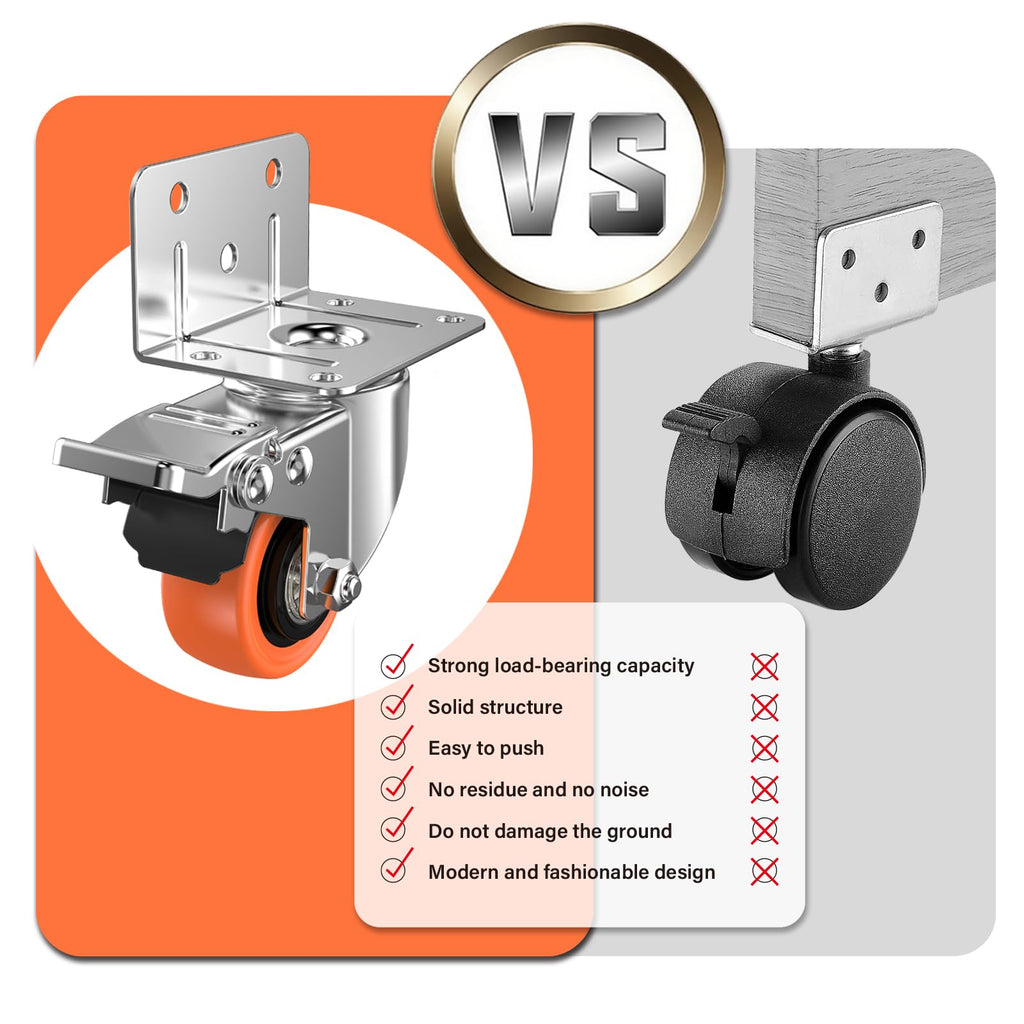 2" L-Shaped Swivel Caster Wheels Set of 4 X821