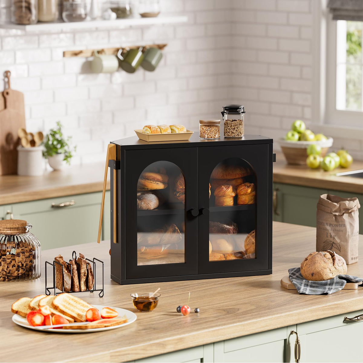 2 Tier Corner Bread Box with Acrylic Door S5711