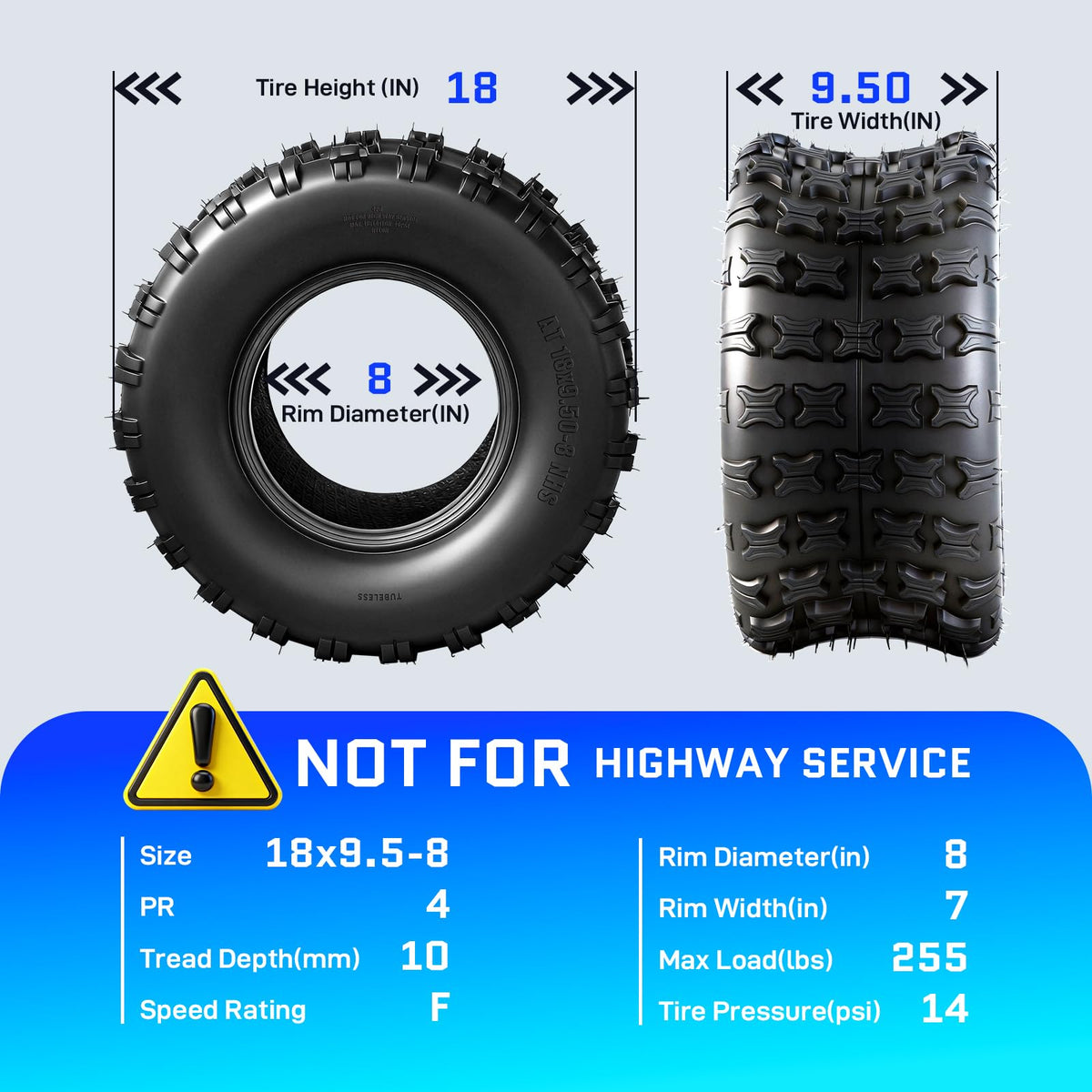 18x9.5-8 All-Terrain ATV/UTV Tires Set of 2 I39237