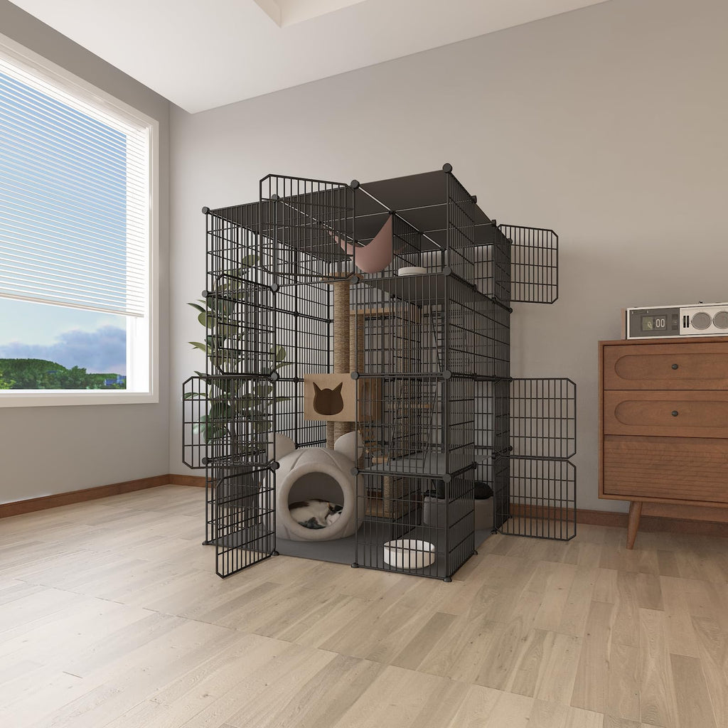 4-Tier Detachable Metal Wire Cat Cage G38619