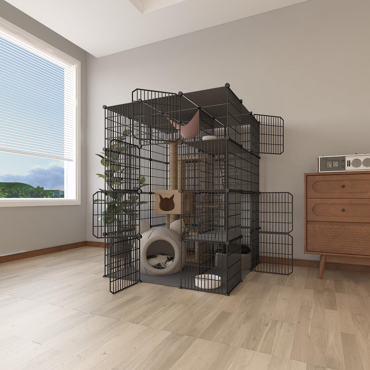 4-Tier Detachable Metal Wire Cat Cage G38619