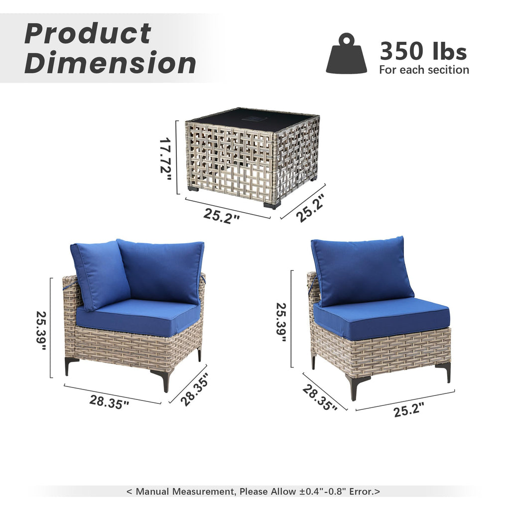5 PCS Rattan Patio Conversation Set with Coffee Table G4435