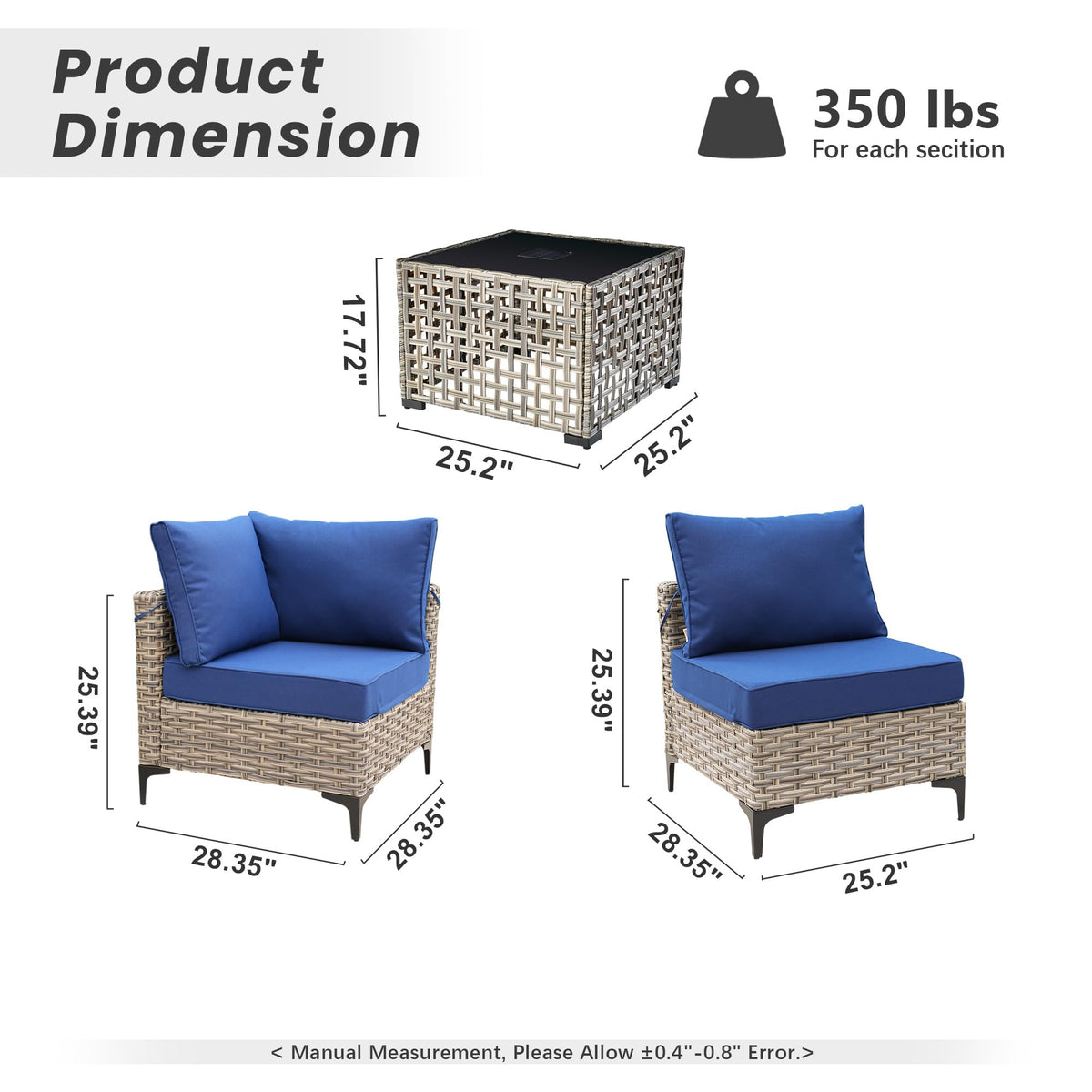 5 PCS Rattan Patio Conversation Set with Coffee Table G4435