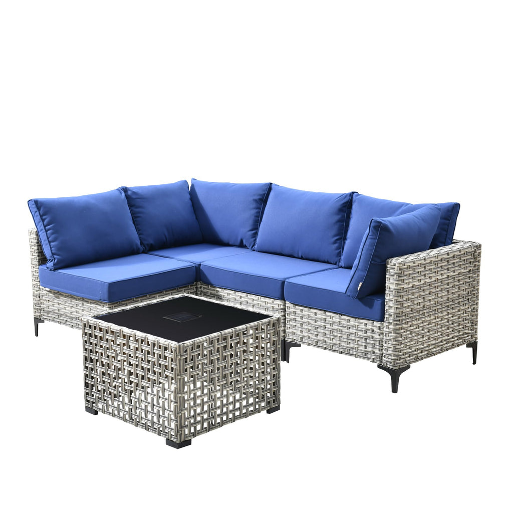 5 PCS Rattan Patio Conversation Set with Coffee Table G4435