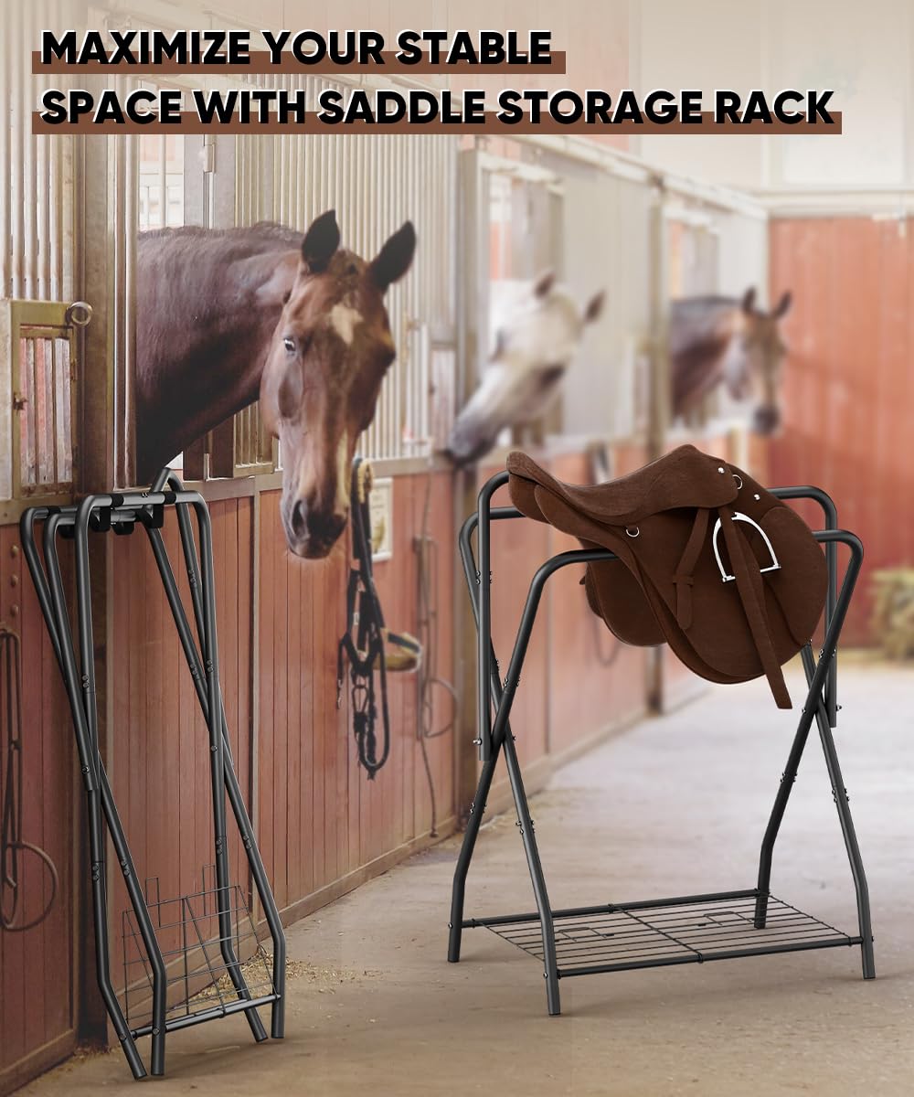 Foldable Saddle Rack with Storage C281608