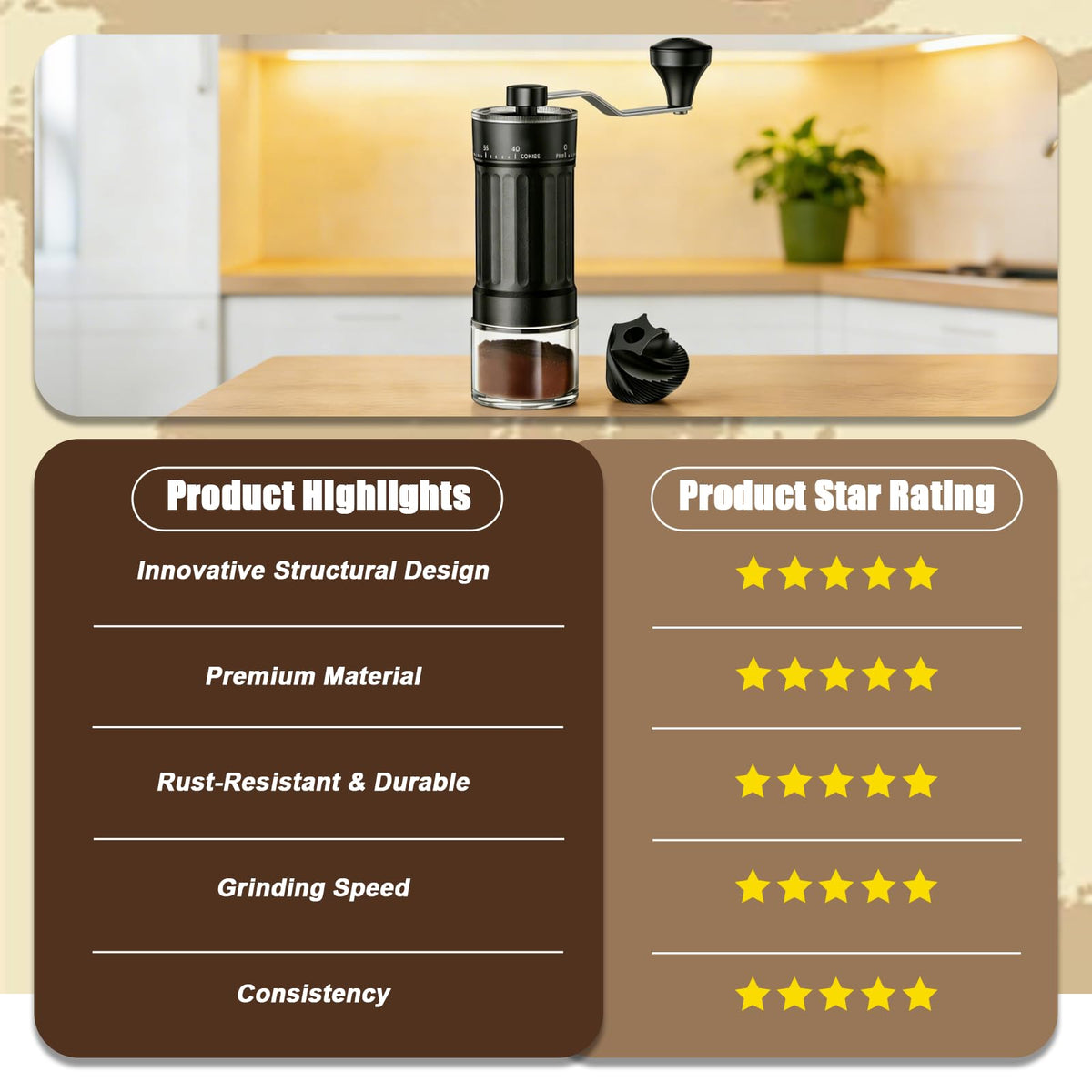 Manual Coffee Grinder with 40 Adjustable Settings, 30g Capacity J62004